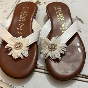 Italian Shoemakers White Floral Sandals